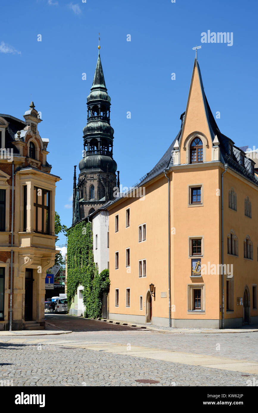 La Sassonia, Zwickau, piccola nave nel mercato del grano, Sachsen, Schiffchen am Kornmarkt Foto Stock