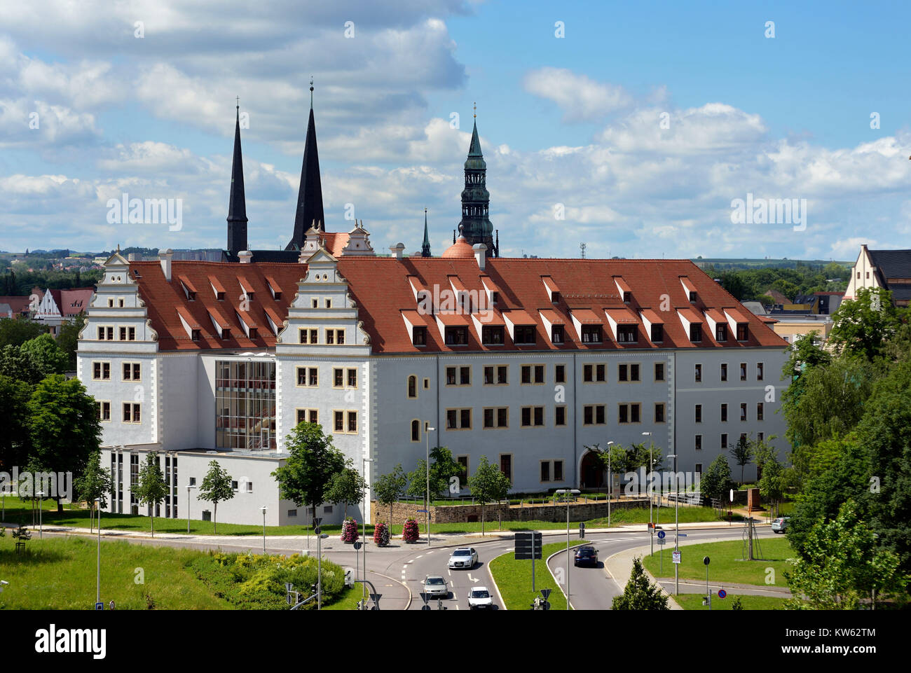 La Sassonia, Zwickau, ricostruito il castello rinascimentale di pietra di Pasqua, Sachsen, rekonstruiertes Renaissanceschloss Osterstein Foto Stock