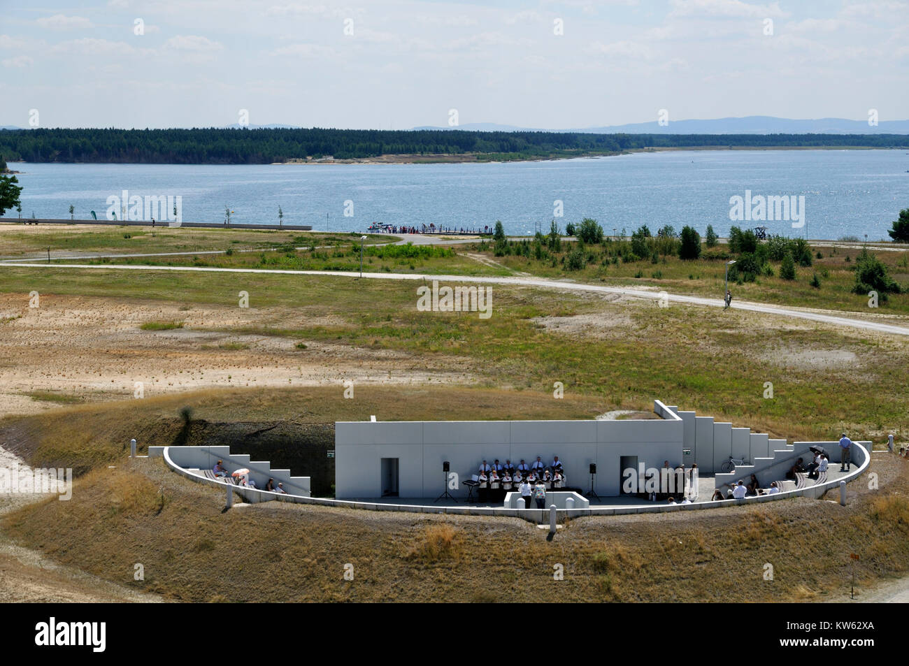 Renaturierung miniere a cielo aperto, Renaturierung Tagebau Foto Stock