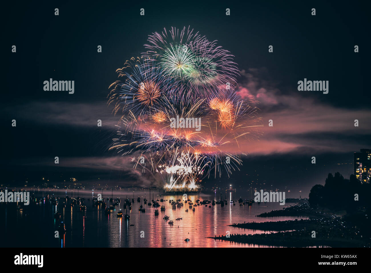 Celebrazione dei fuochi d'artificio Light Vancouver Foto Stock