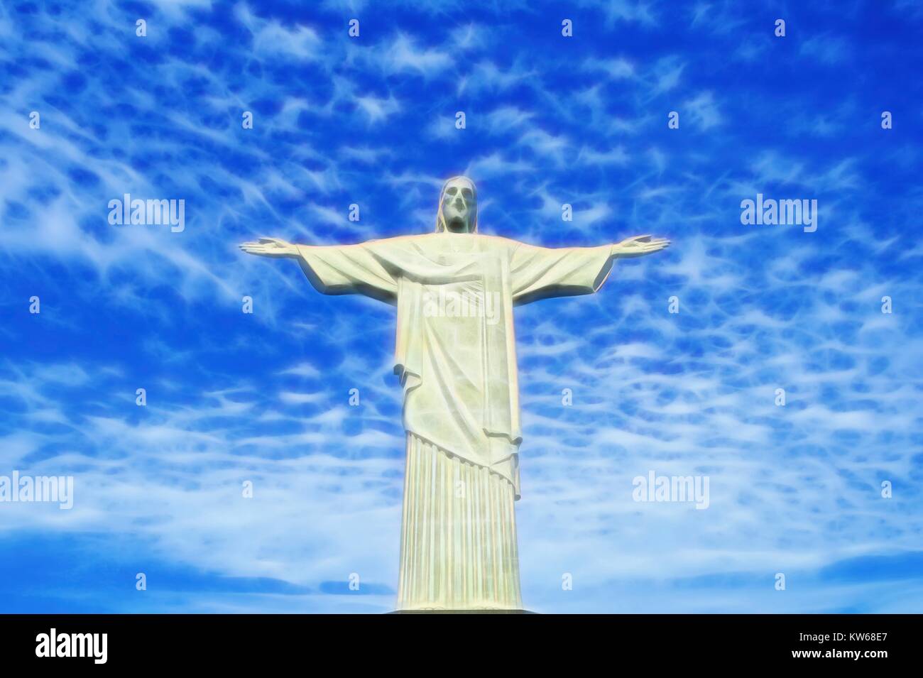 Gesù Cristo il Redentore statua, monte Corcovado, Rio de Janeiro, Brasile Foto Stock
