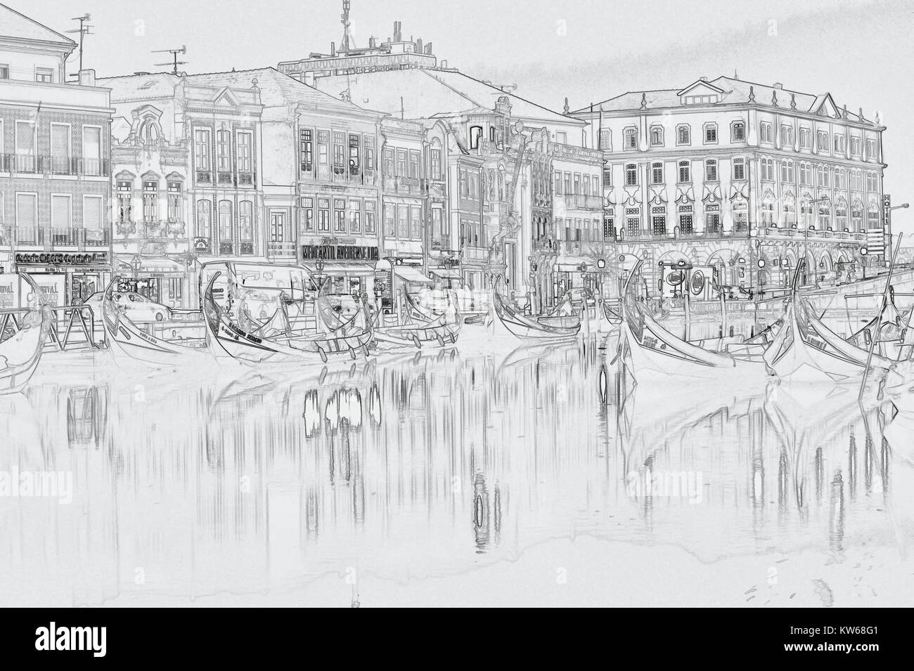 Gondola come Moliceiros barche, Aveiro, Beira, Portogallo Foto Stock