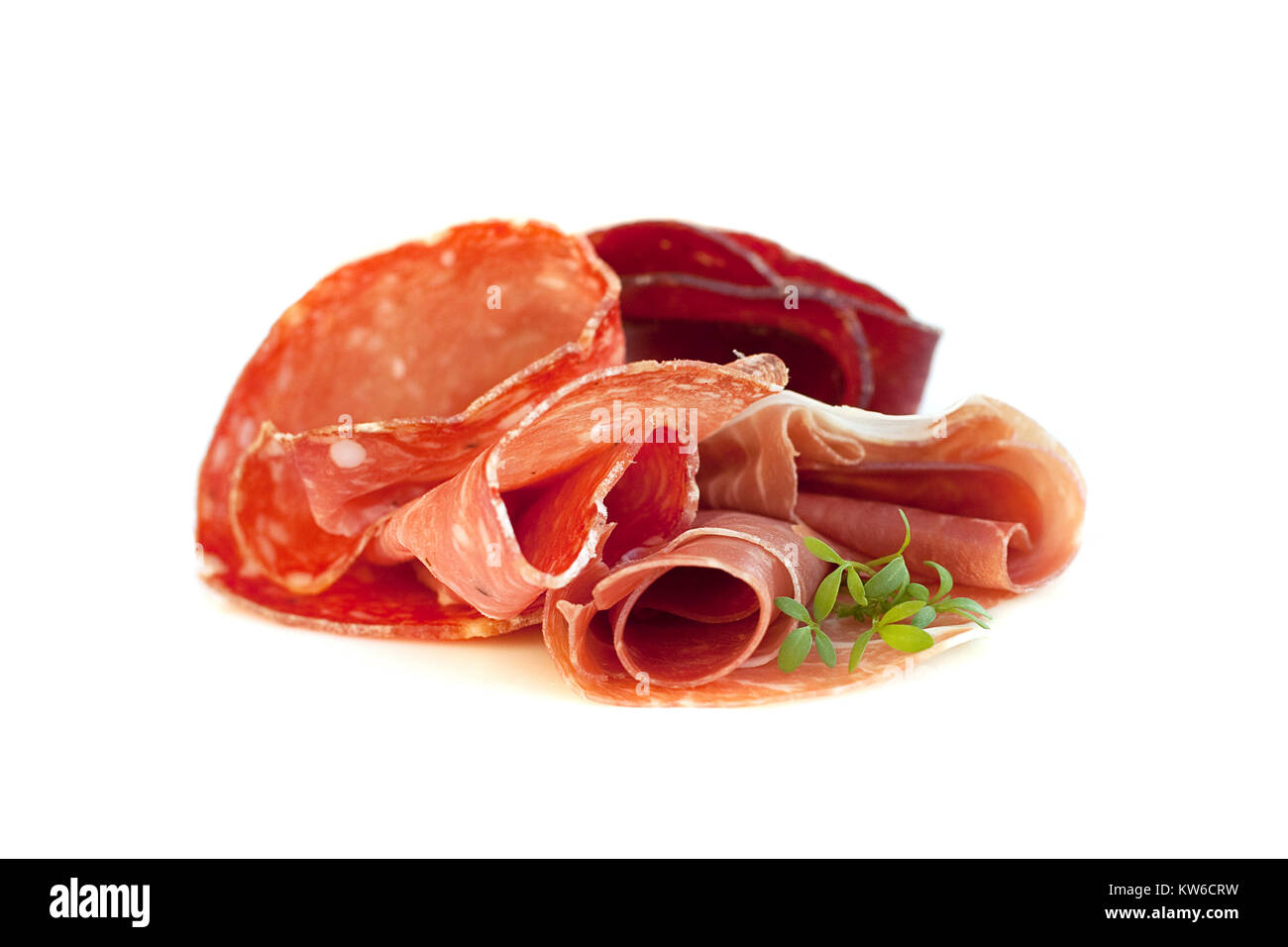 Cucina Italiana gourmet food - il prosciutto e salame, isolato Foto Stock