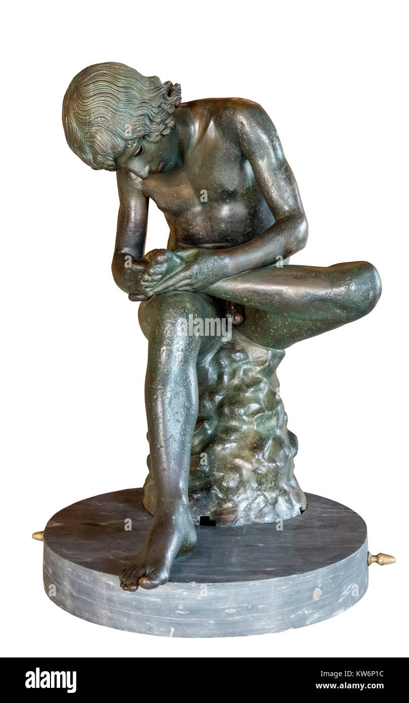 Ragazzo con Thorn (Spinario), un secolo a.c. greco-romana scultura in bronzo, Palazzo dei Conservatori, Capitaline Musei, Roma, Italia Foto Stock