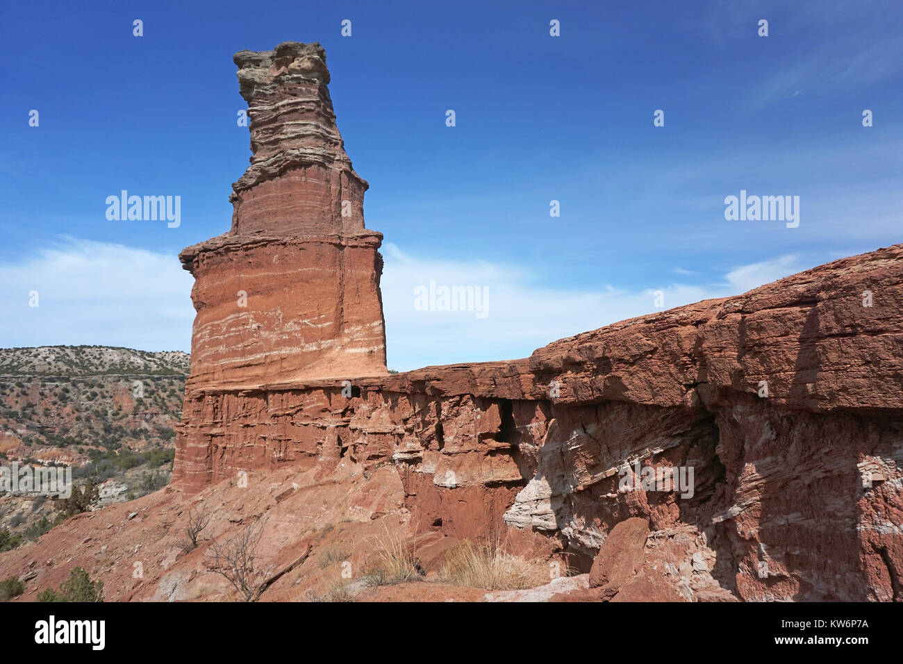 Faro hoodoo al Palo Duro Canyon State Park del Texas. Foto Stock