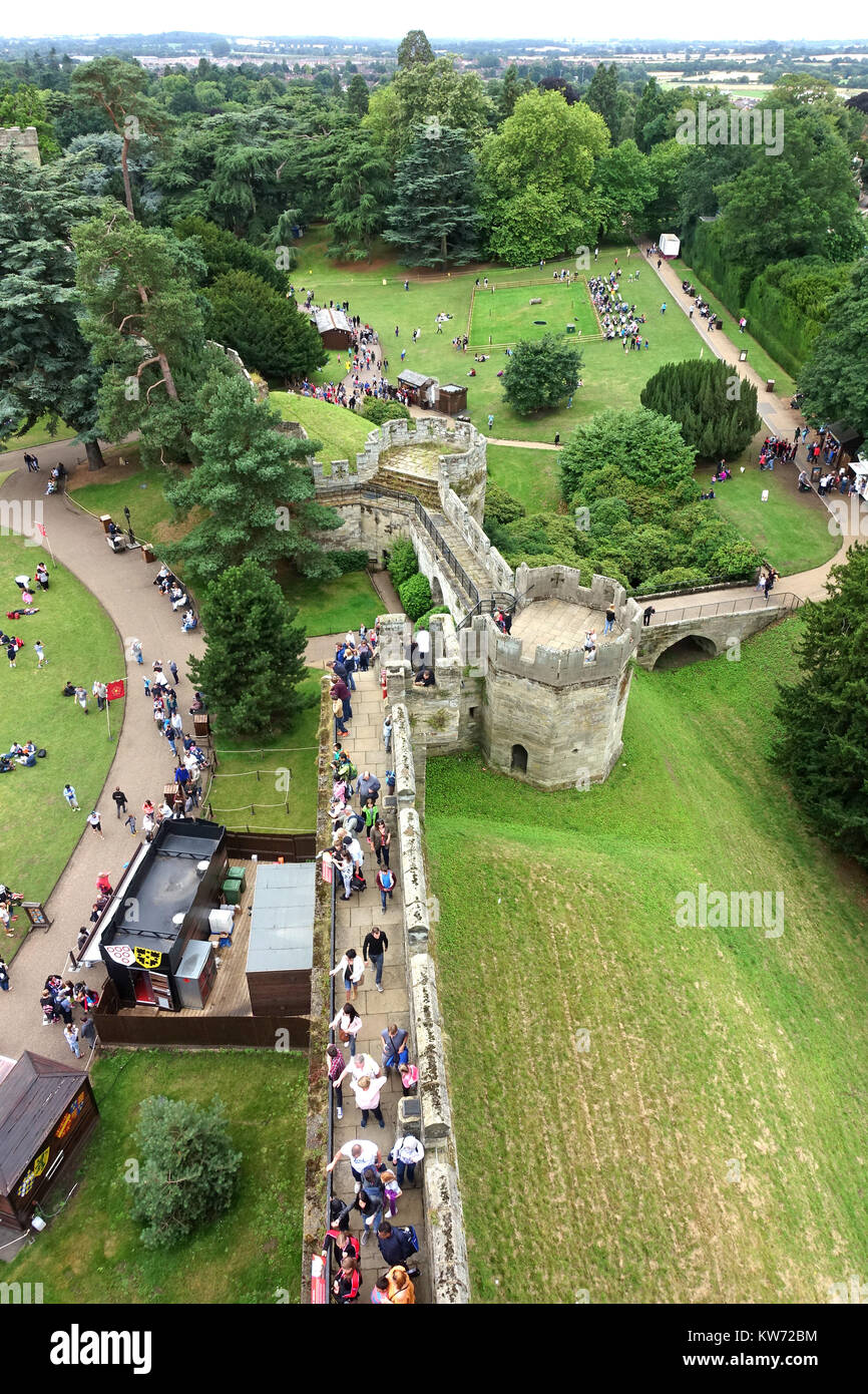 Vista dalla torre più alte del Castello di Warwick. Foto Stock
