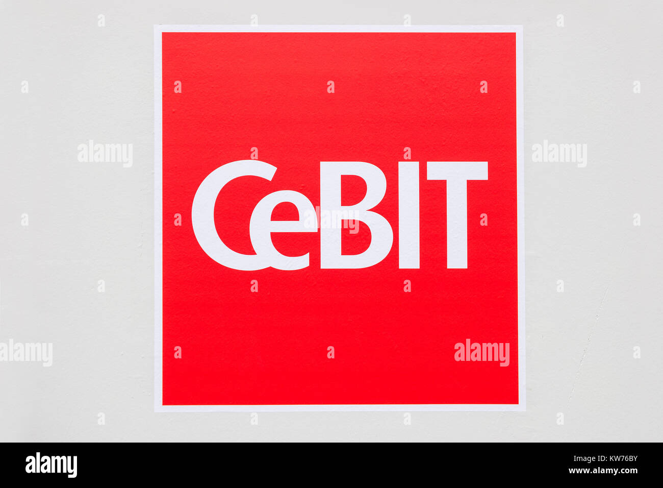 Il logo della fiera Cebit. Il Cebit è la più grande fiera commerciale al mondo per la tecnologia dell'informazione. Foto Stock