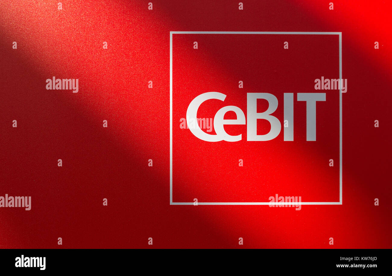 Il logo della fiera 'Cebit'. Il Cebit è la più grande fiera commerciale al mondo per la tecnologia dell'informazione. Foto Stock