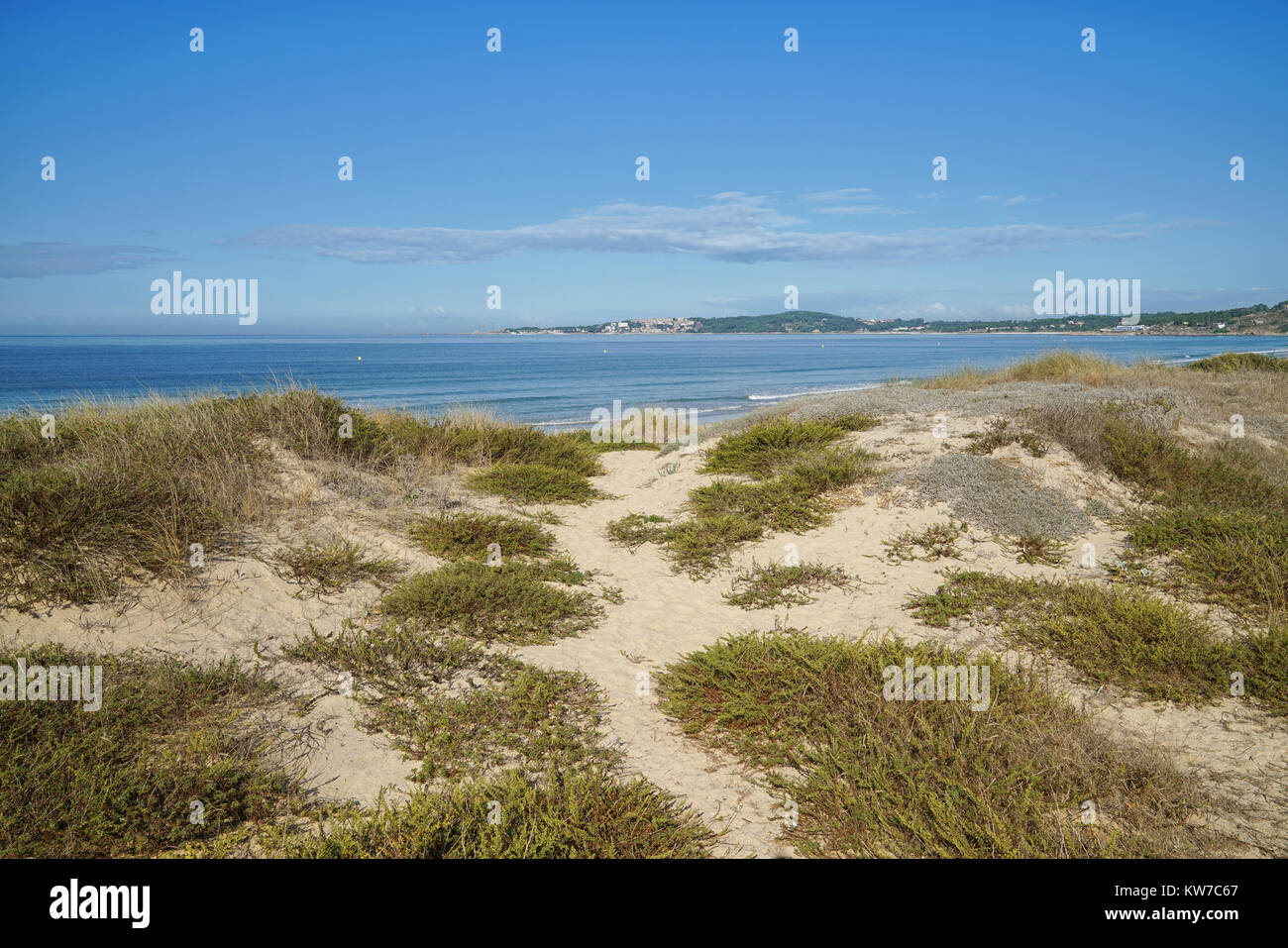 Bellissima spiaggia Playa de La Lanzada vicino a O Grove, costa della Galizia, Spagna Foto Stock