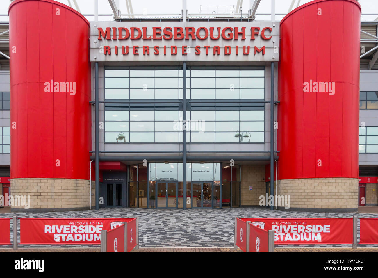 L'ingresso principale per lo stadio di Middlesbrough Football Club al Riverside, Middlesbrough Cleveland UK. Foto Stock