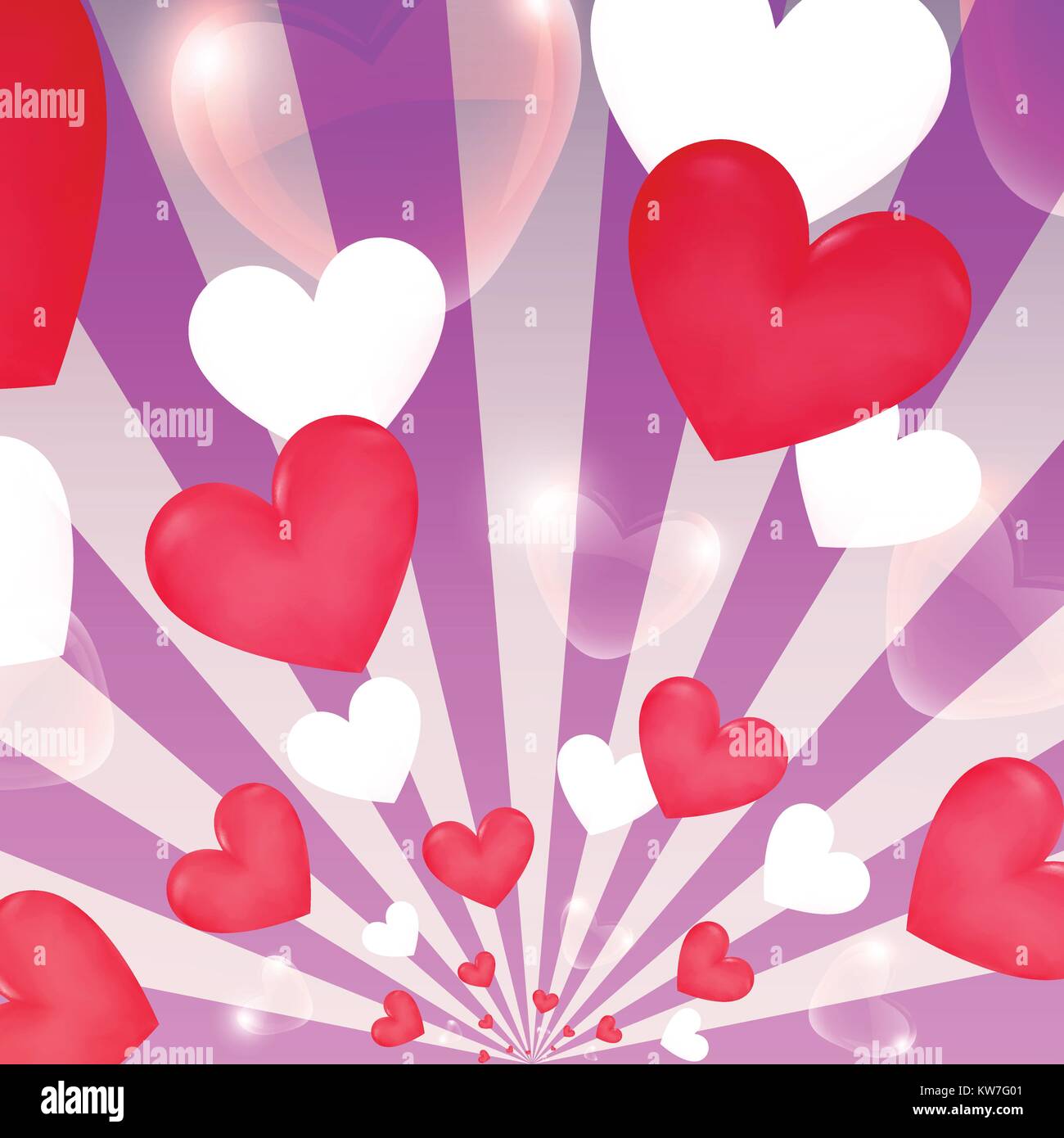Felice il giorno di San Valentino sunburst cuori, flying banner illustrazione eps vettoriali10 Illustrazione Vettoriale