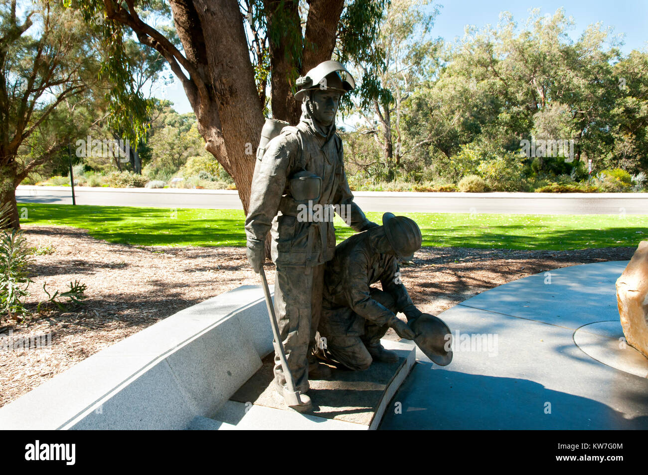 Fireman statua Foto Stock