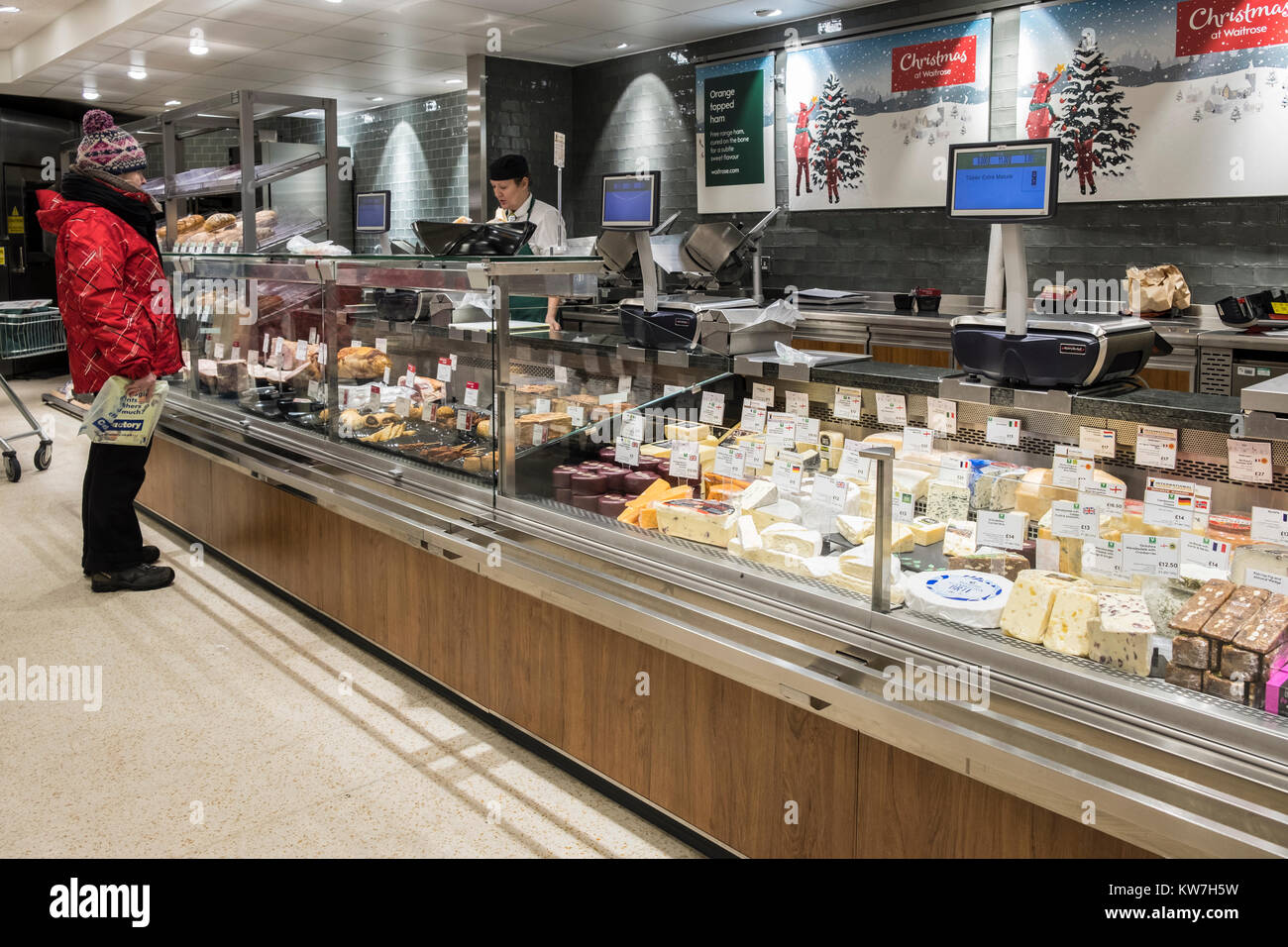 Contatore di delicatessen in Waitrose supermarket Foto Stock