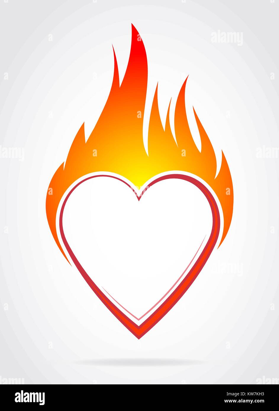 Vector blazing cuore colorati con fiamma per il tuo San Valentino design o tatuaggio. Illustrazione Vettoriale
