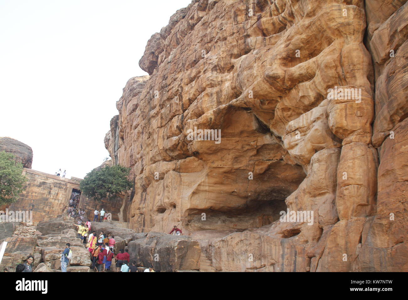 Grotta templi di Badami, Karnataka, India Foto Stock
