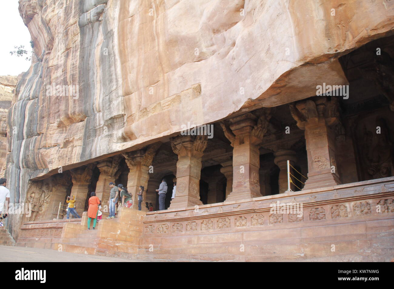 Grotta templi di Badami, Karnataka, India Foto Stock