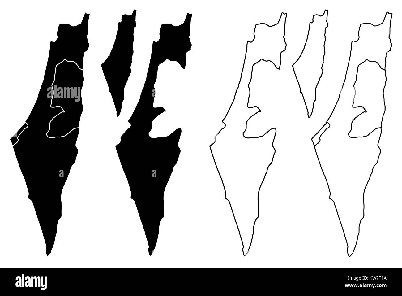 Mappa Israele illustrazione vettoriale, scribble sketch Stato di Israele in Cisgiordania e nella Striscia di Gaza Illustrazione Vettoriale