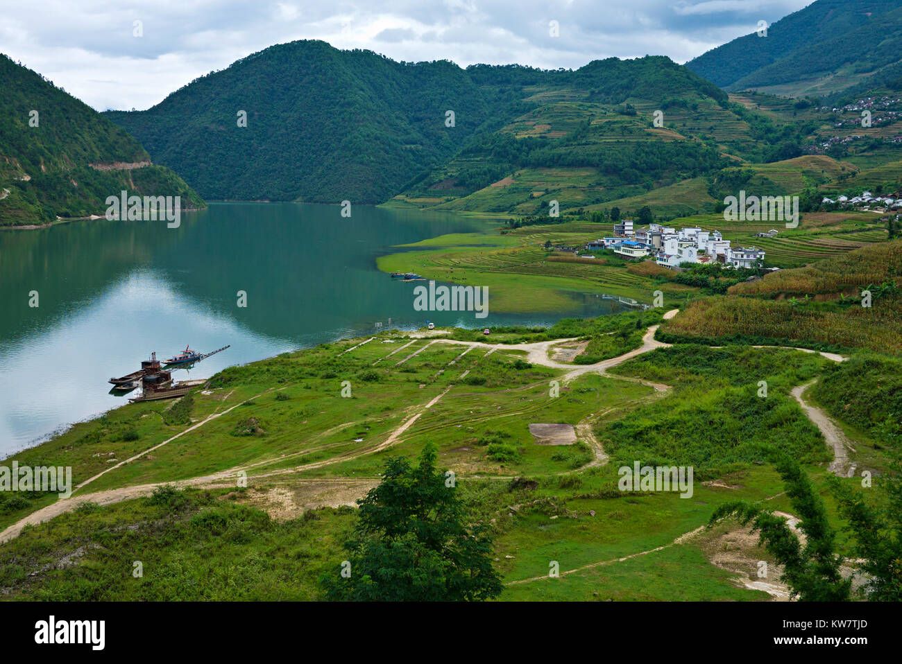 Vista del fiume Mekong in Cina nella provincia dello Yunnan Foto Stock