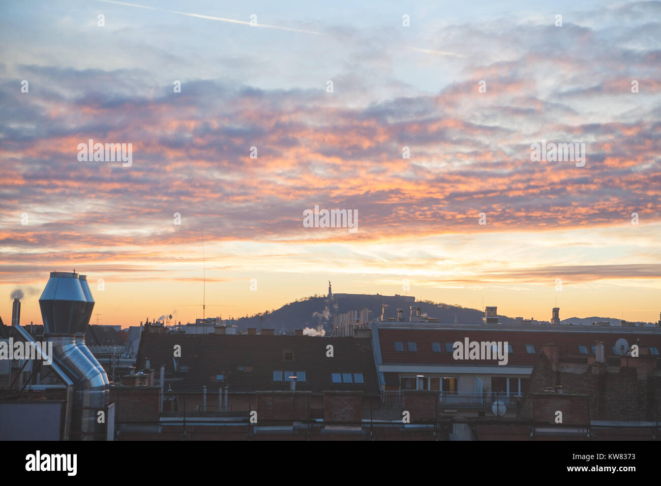 Tetti di Budapest, Gennaio 2018 Foto Stock