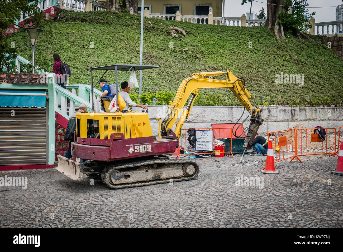 Lavori di costruzione della strada Foto Stock