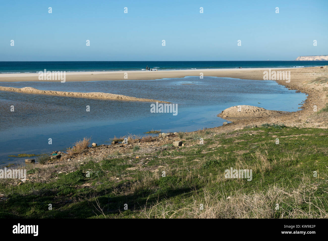 Laguna costiera vicino a Barbate, Costa de la Luz, Cadice, Andalusia, Spagna. Foto Stock