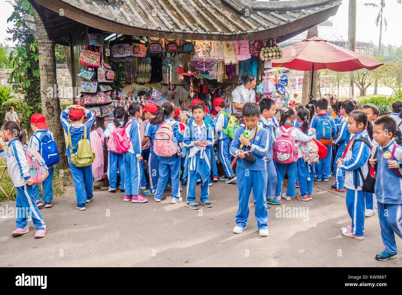 Gli studenti della scuola elementare Field Trip Foto Stock