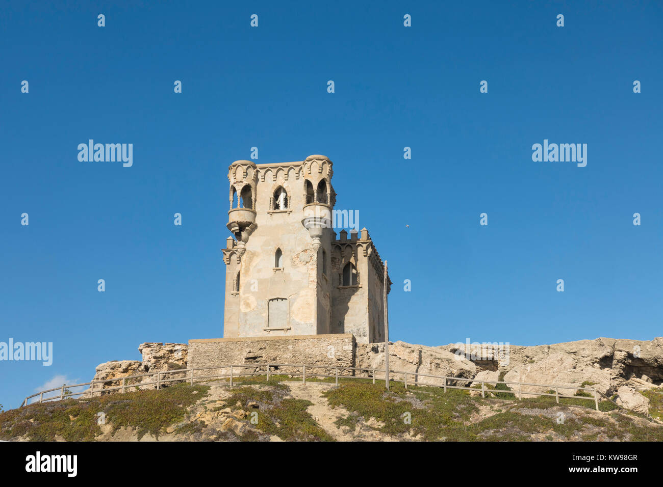 Xx secolo, il Castello di Santa Catalina a Tarifa, punto sud dell'Europa, Tarifa, Costa de la Luz, Andalusia, Spagna. Foto Stock