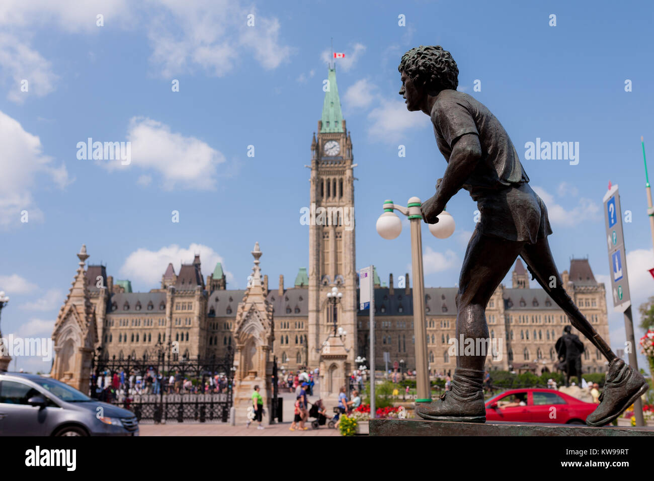 La House of Commons e blocco centrale degli edifici del Parlamento a Ottawa, Ontario, Canada. Foto Stock