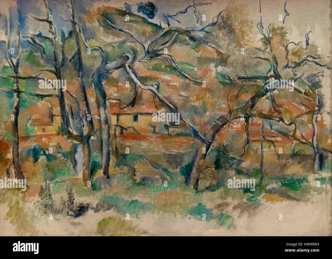 Paul Cezanne: 'alberi e case, Provenza" (1885) Foto Stock