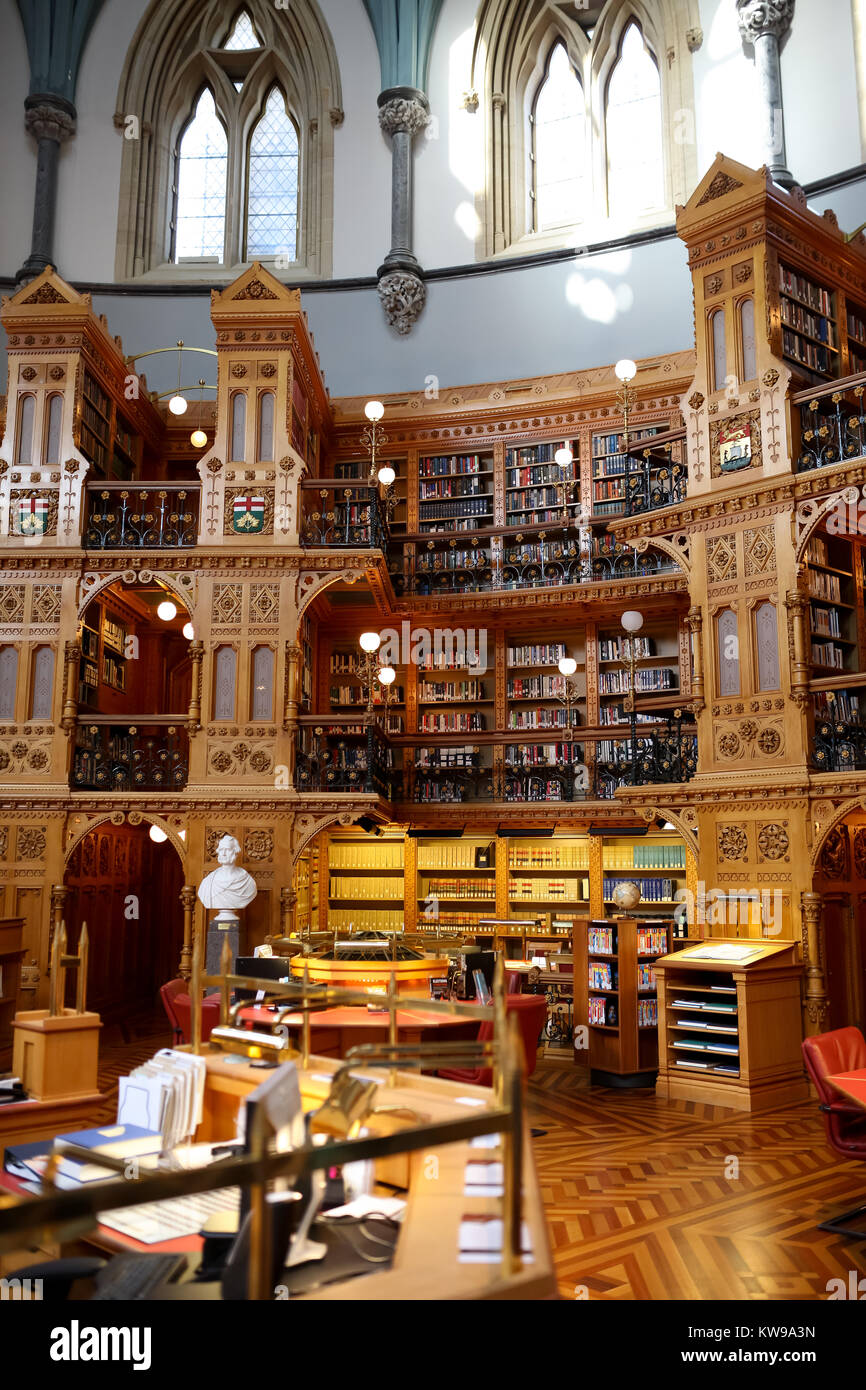 La Biblioteca parlamentare situato nel blocco centrale del Parliment edifici in Ottawa, Ontario, Canada. Foto Stock