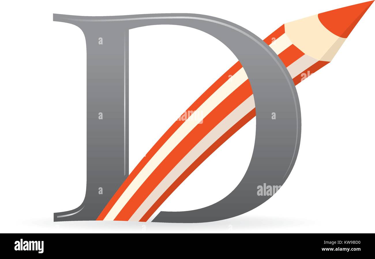 Logo Con Lettera D Di Colore Grigio Combinato Con Una Matita