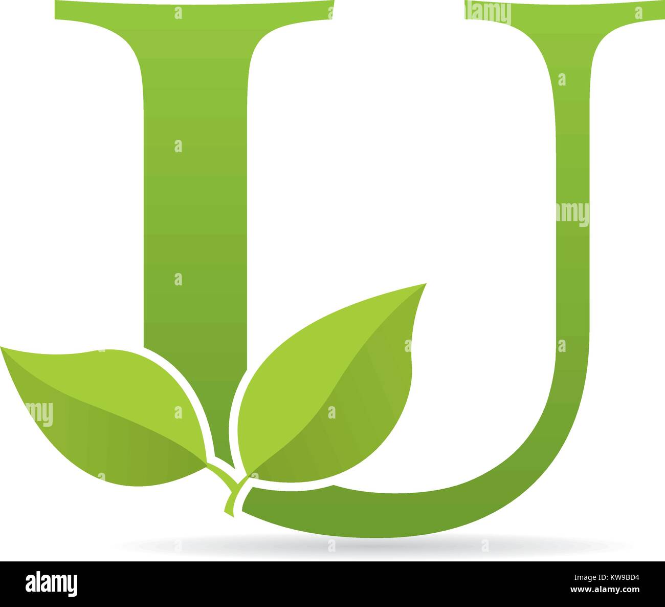 Logo Con La Lettera U Di Colore Verde Decorato Con Foglie Di