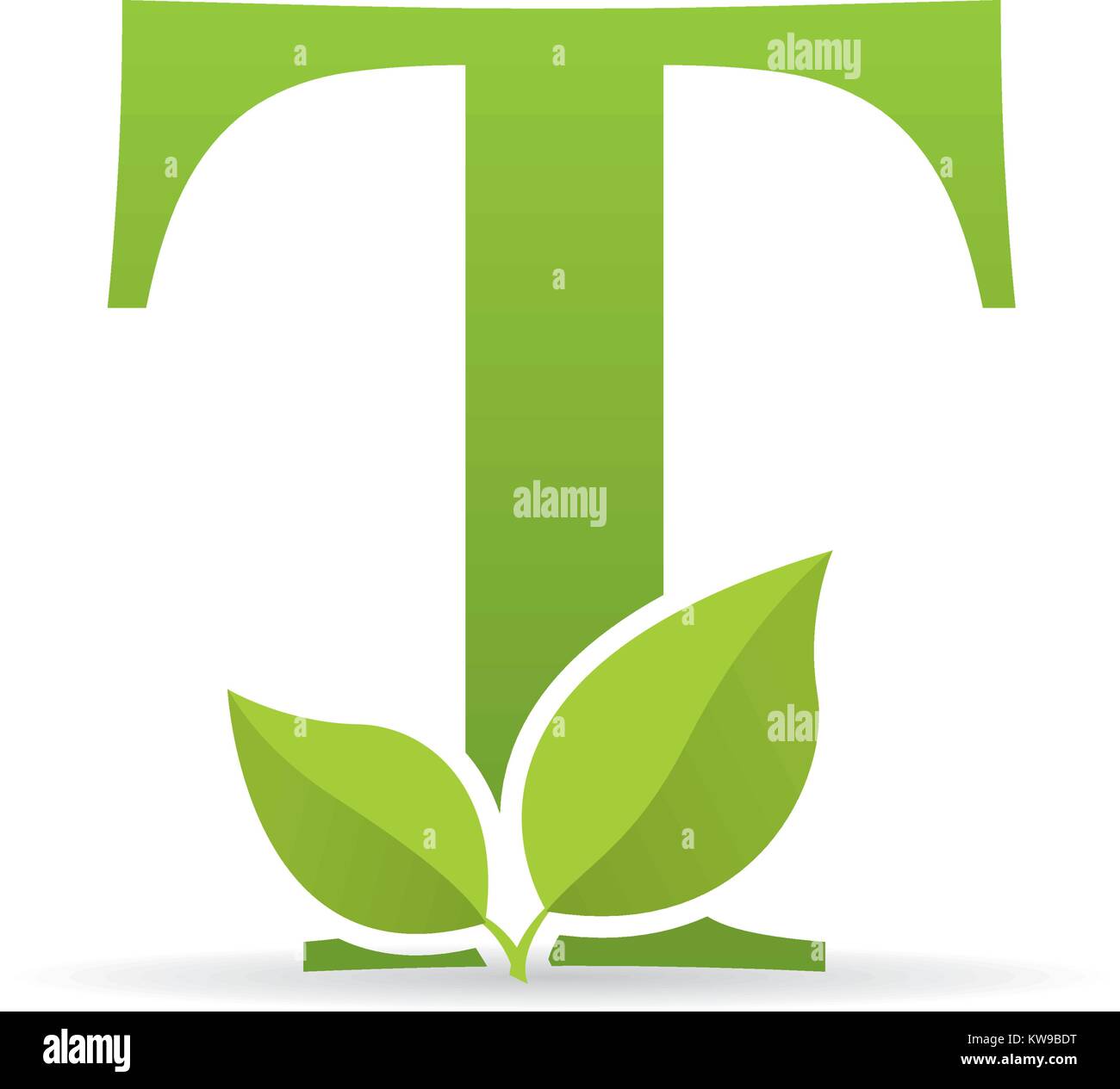 Logo Con Lettera T Di Colore Verde Decorato Con Foglie Di
