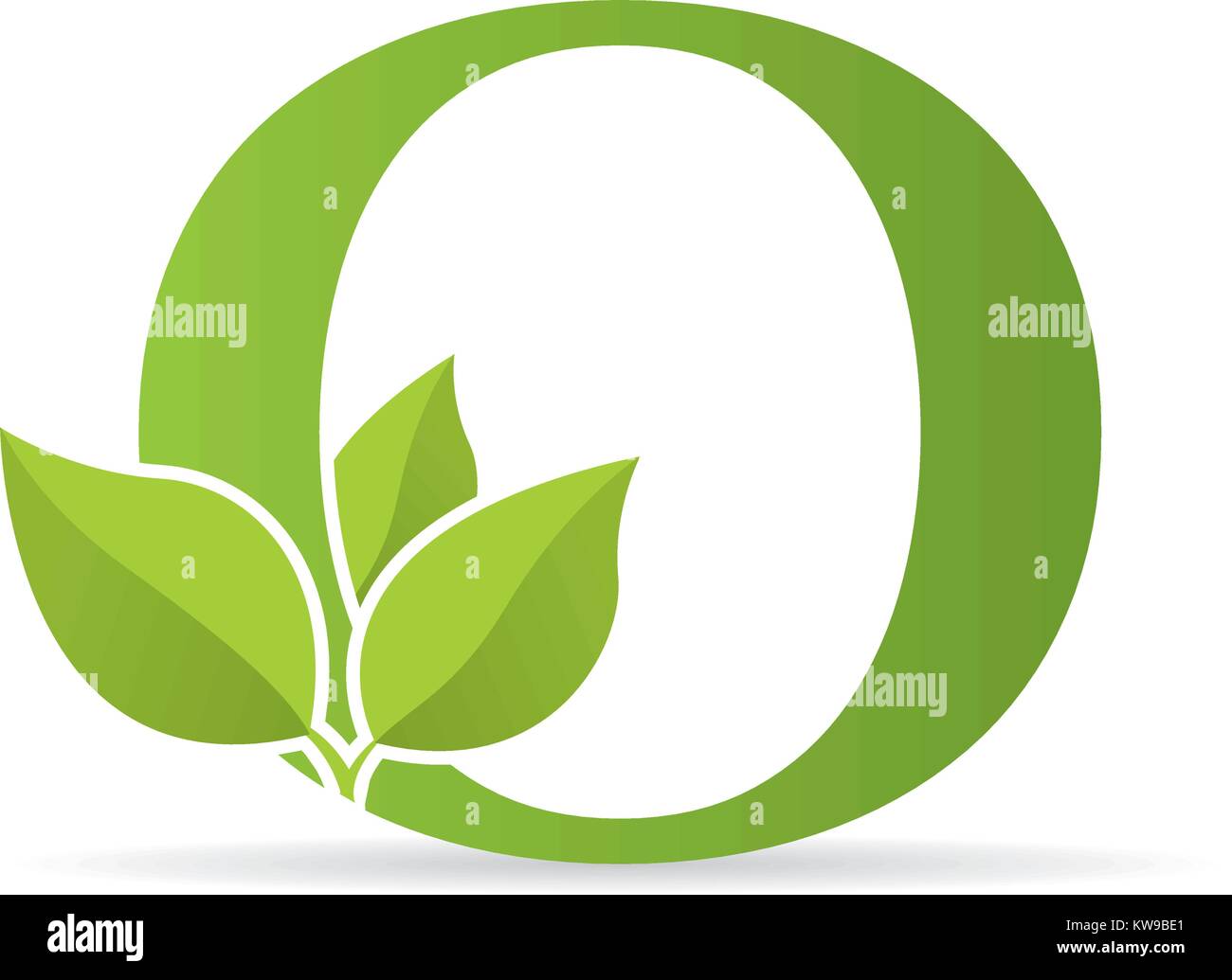 Logo Con Lettera O Di Colore Verde Decorato Con Foglie Di