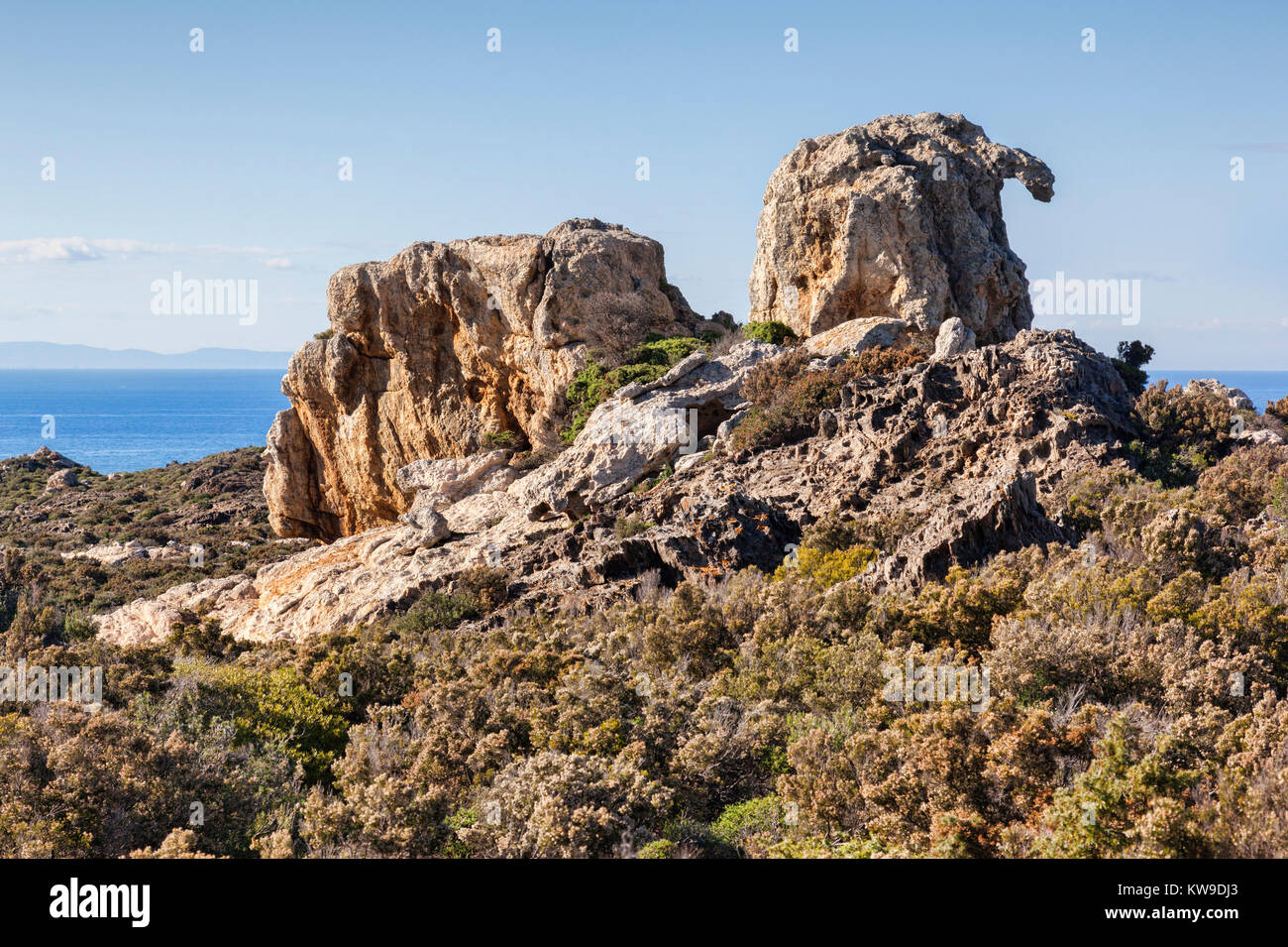 Una delle formazioni rocciose che ha ispirato l'artista Salvador Dali, Cap de Creus, Catalogna, Spagna Foto Stock