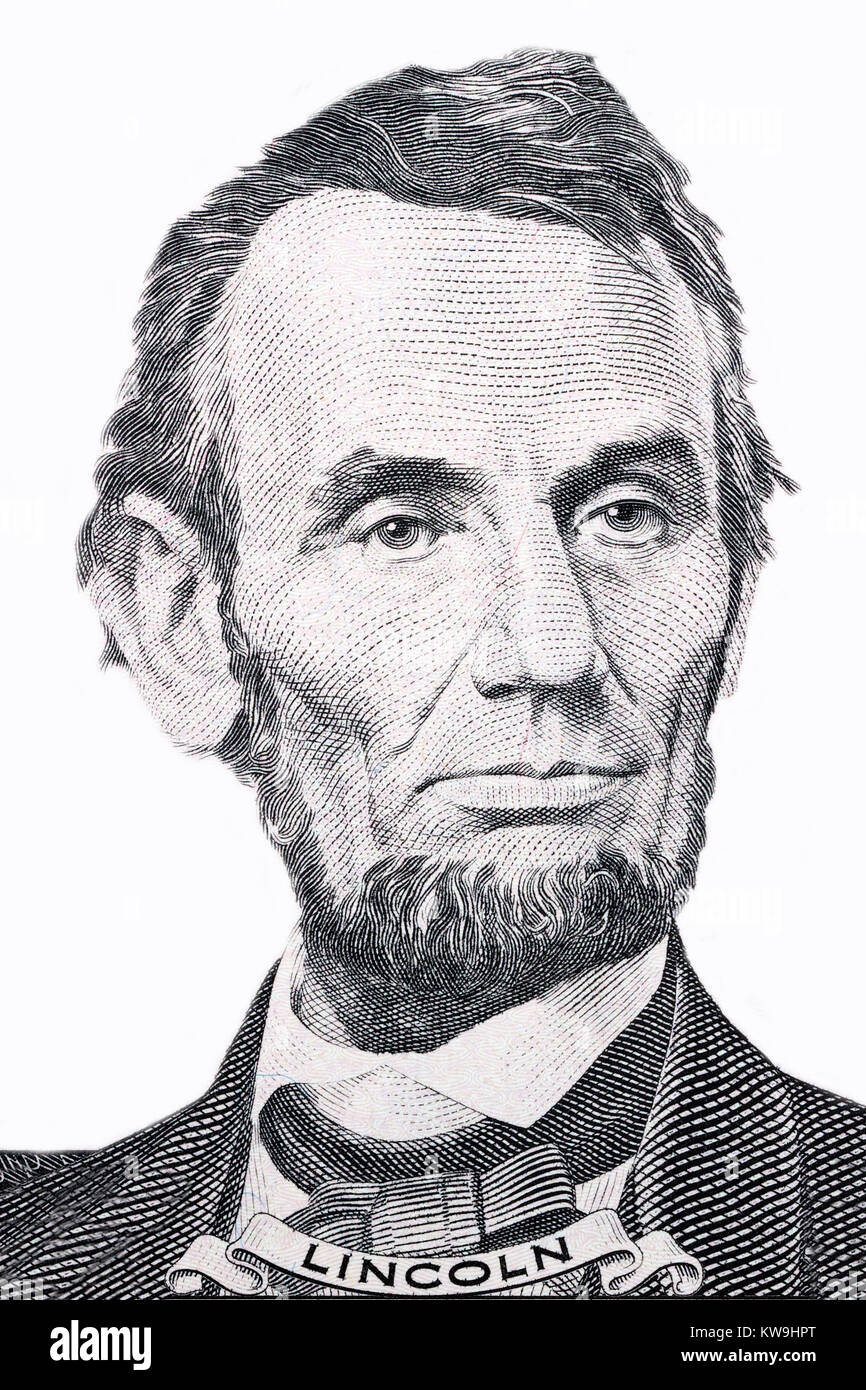 Abraham Lincoln ritratto su sfondo bianco Foto Stock
