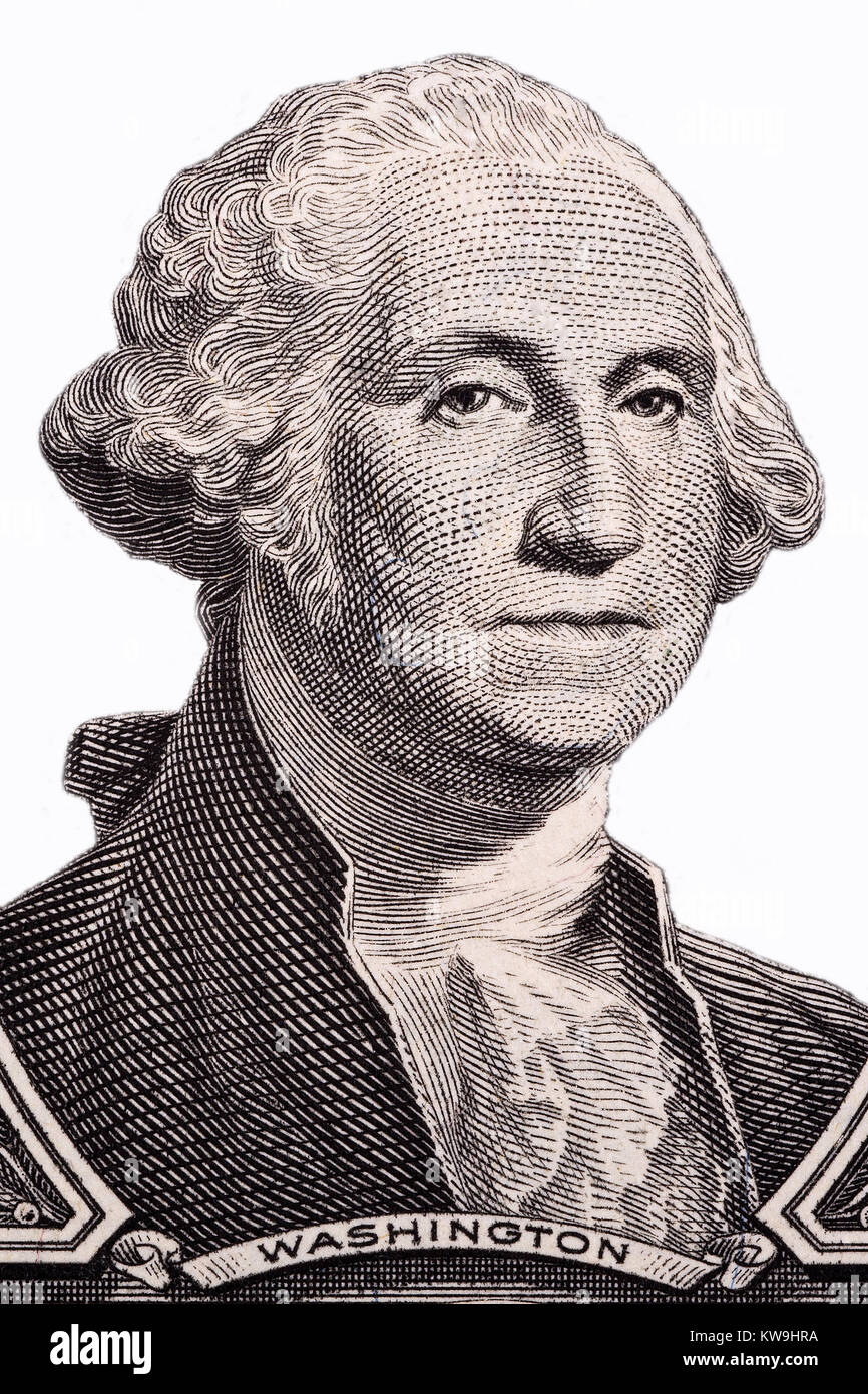 George Washington, ritratto su sfondo bianco Foto Stock