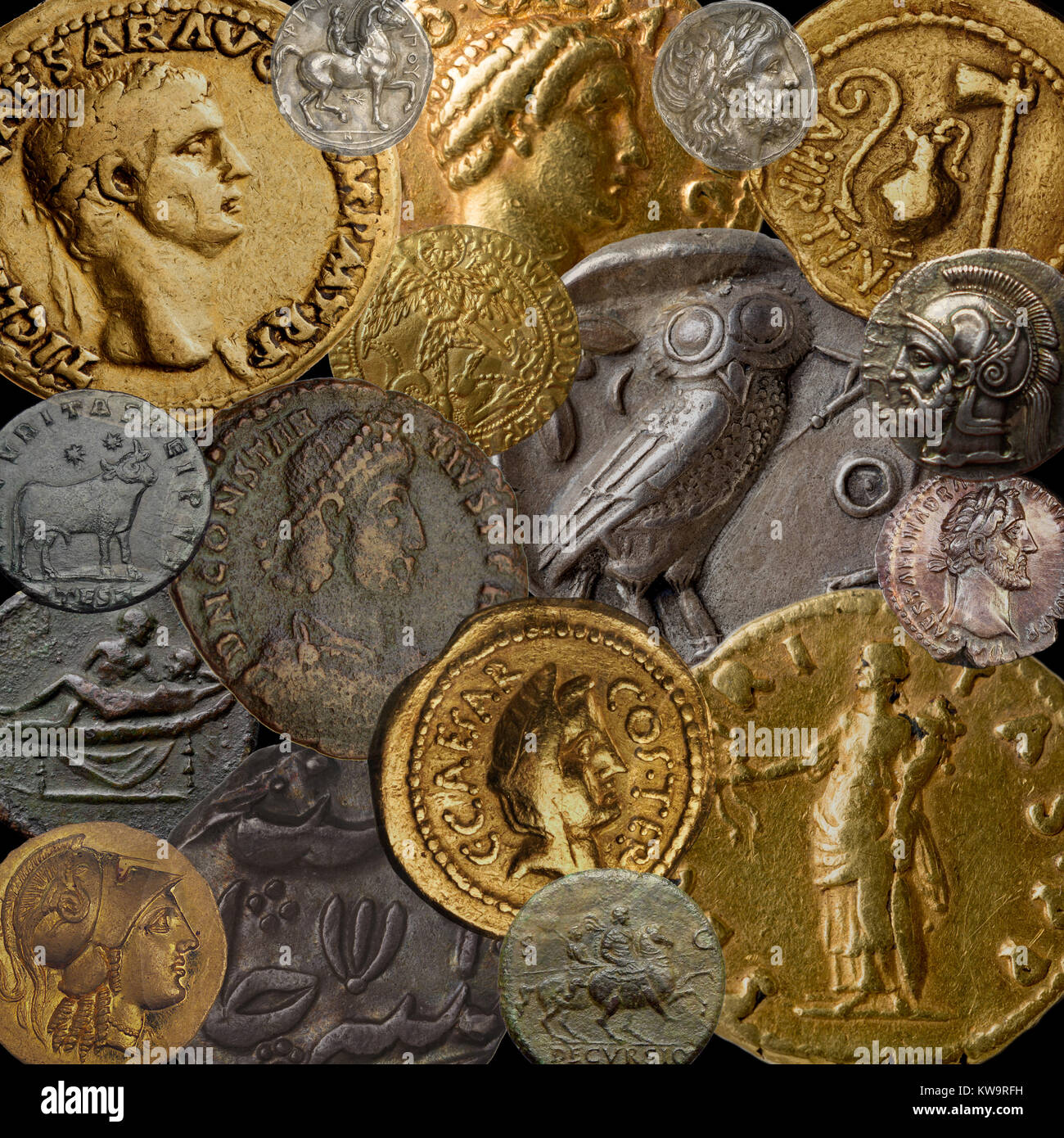 Antica moneta Montage Foto Stock