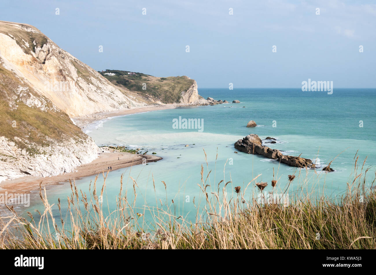 Uomo O'guerra Beach, St. Oswald's Bay, West Lulworth, Dorset, Inghilterra, Regno Unito. Foto Stock