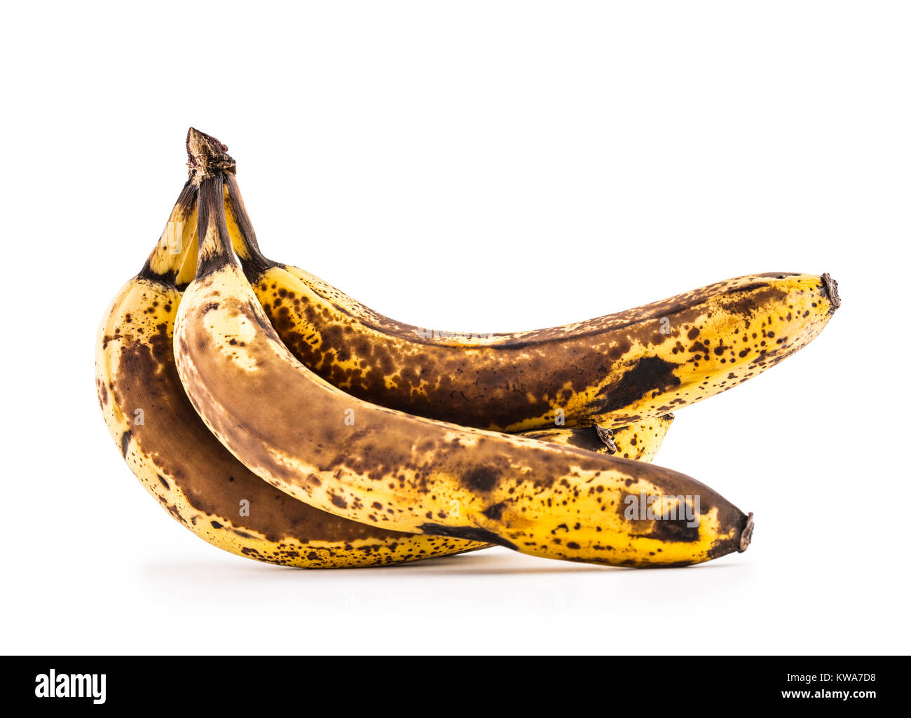 Banana. Oltre banane mature isolato su bianco con le ombre. Foto Stock