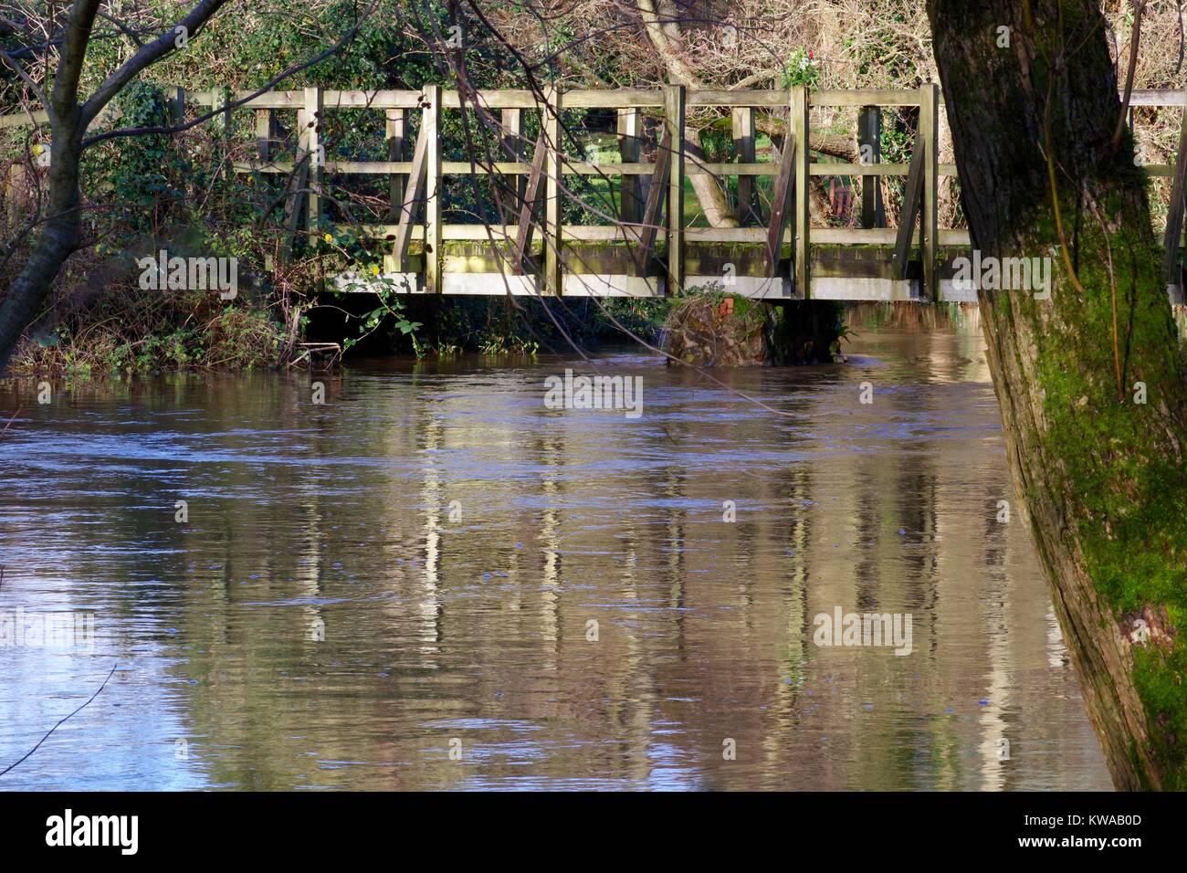 Abbandonato Ingegneria vittoriana della contessa sovradimensionate Weir, Fiume Exe. Devon, Regno Unito. Dicembre, 2017. Foto Stock