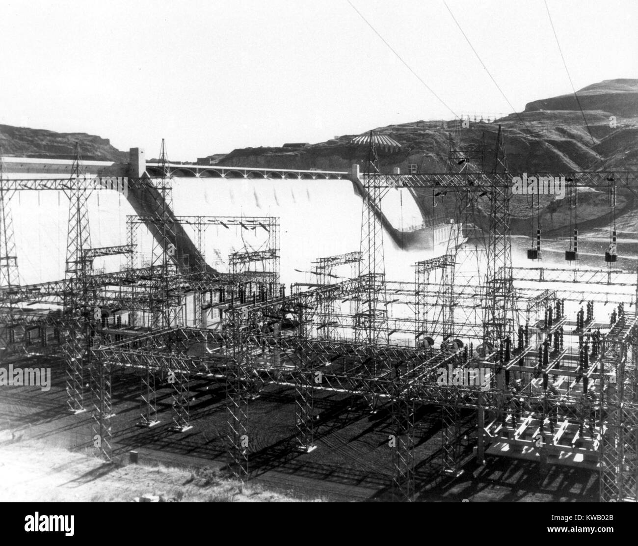 Grand Coulee Dam da Columbia River, Washington, USA, 1920. () Foto Stock