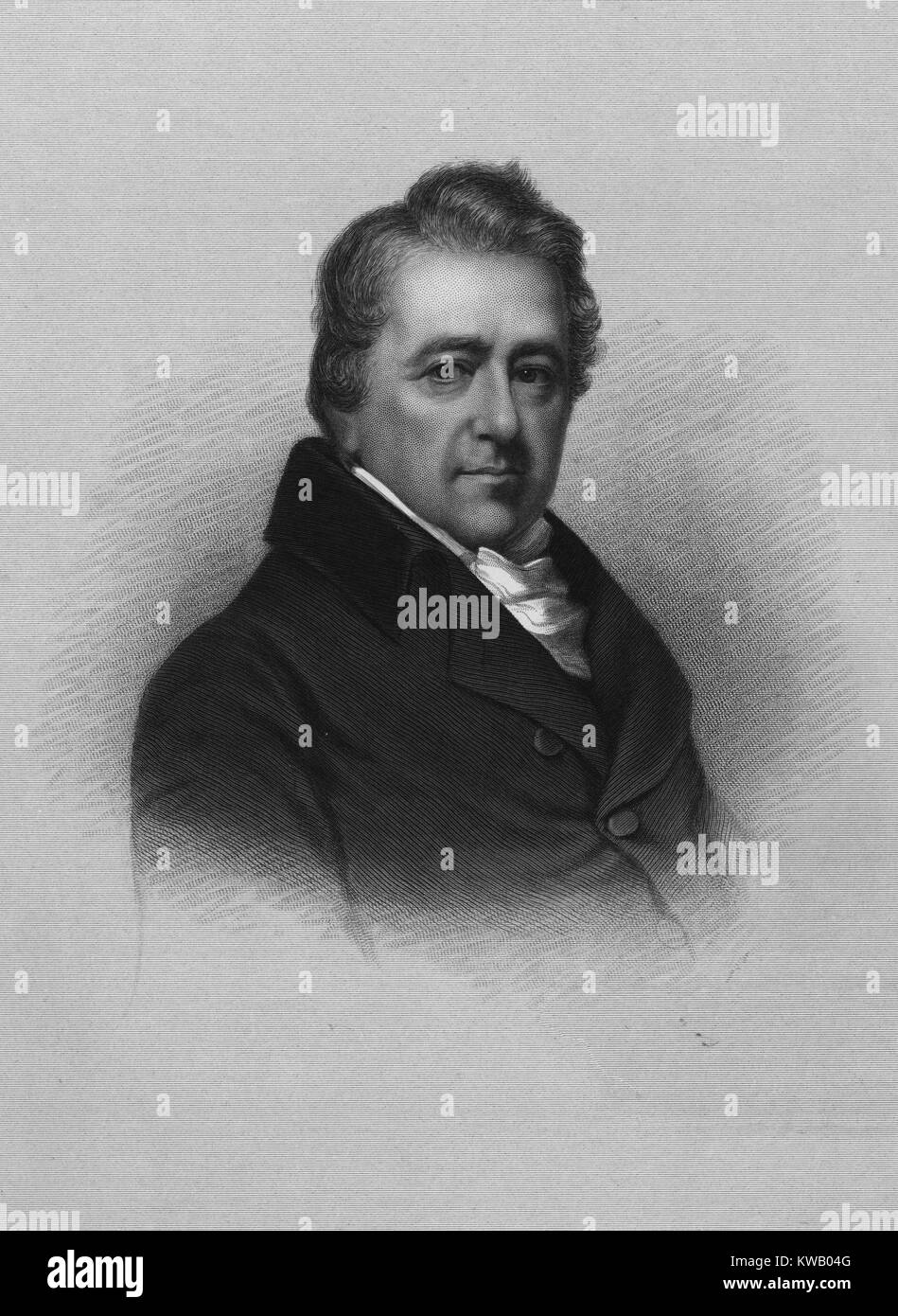 Ritratto inciso di Pierpont Edwards, delegato per il congresso continentale e fondatore della Tolleranza parte, 1836. Dalla Biblioteca Pubblica di New York. Foto Stock