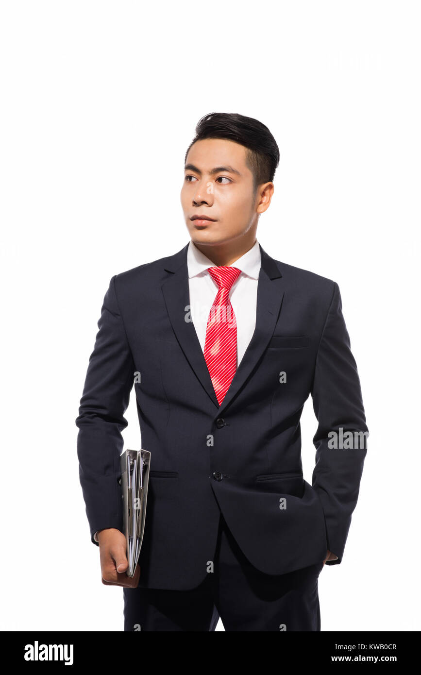 Ritratto di un imprenditore belli guardando al suo fianco Foto Stock