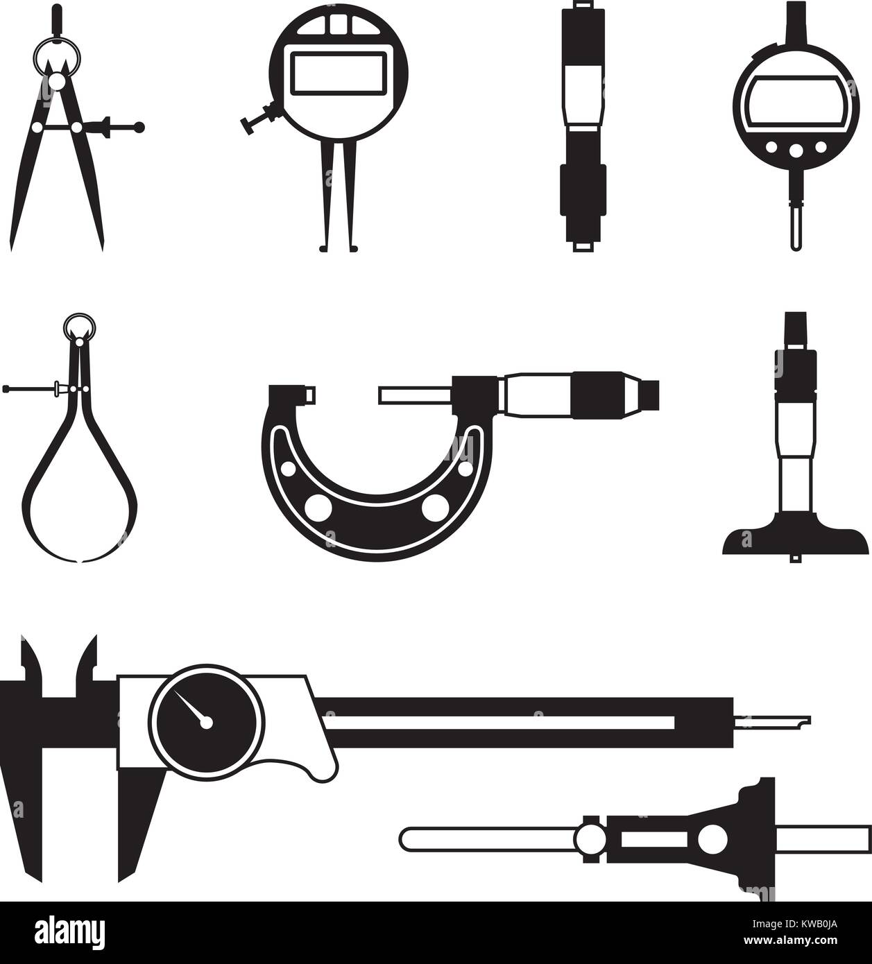 Set di vari tipi di strumento di misurazione Illustrazione Vettoriale