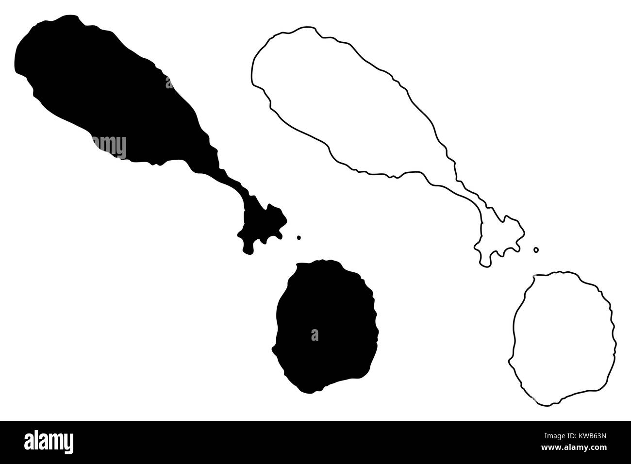 Saint Kitts e Nevis mappa illustrazione vettoriale, scribble schizzo Federazione di Saint Christopher e Nevis Illustrazione Vettoriale