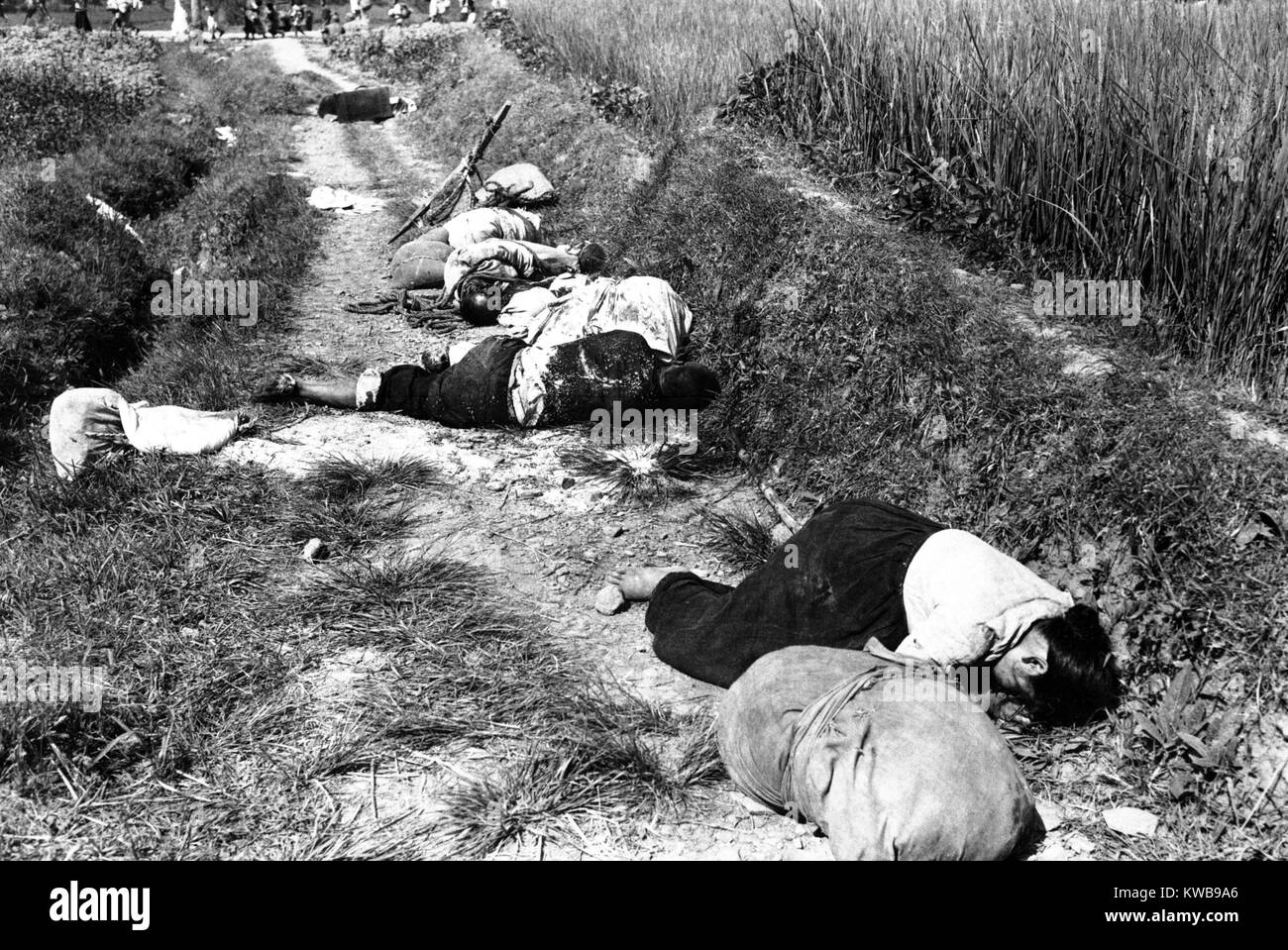 Corea del Sud i soldati evacuare Suwon Airfield con un 37-mm anti-pistola serbatoio. Nei giorni precedenti, dieci divisioni della Corea del Nord di Esercito del popolo ha lanciato un invasione del Sud il 25 giugno 1950. Guerra di Corea, 1950-1953. (BSLOC 2014 11 3) Foto Stock