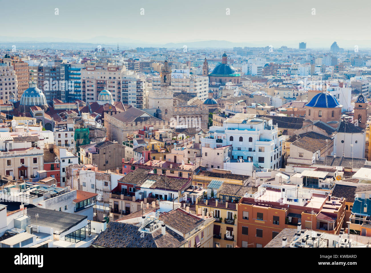 Architettura di Valencia - vista aerea. Valencia, Comunità Valenciana, Spagna. Foto Stock