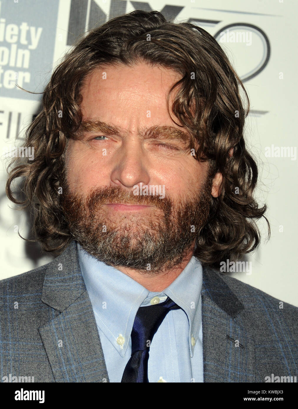 NEW YORK, NY - 11 ottobre: Zach Galifianakis assiste la chiusura notturna Presentazione di Gala di "Birdman o l'inaspettato virtù dell' ignoranza" durante la cinquantaduesima New York Film Festival di Alice Tully Hall del 11 ottobre 2014 nella città di New York. Persone: Zach Galifianakis Foto Stock