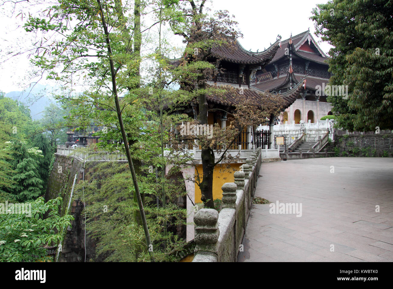 Tempio buddista sul monte in Jiuhua Shan, Cina Foto Stock